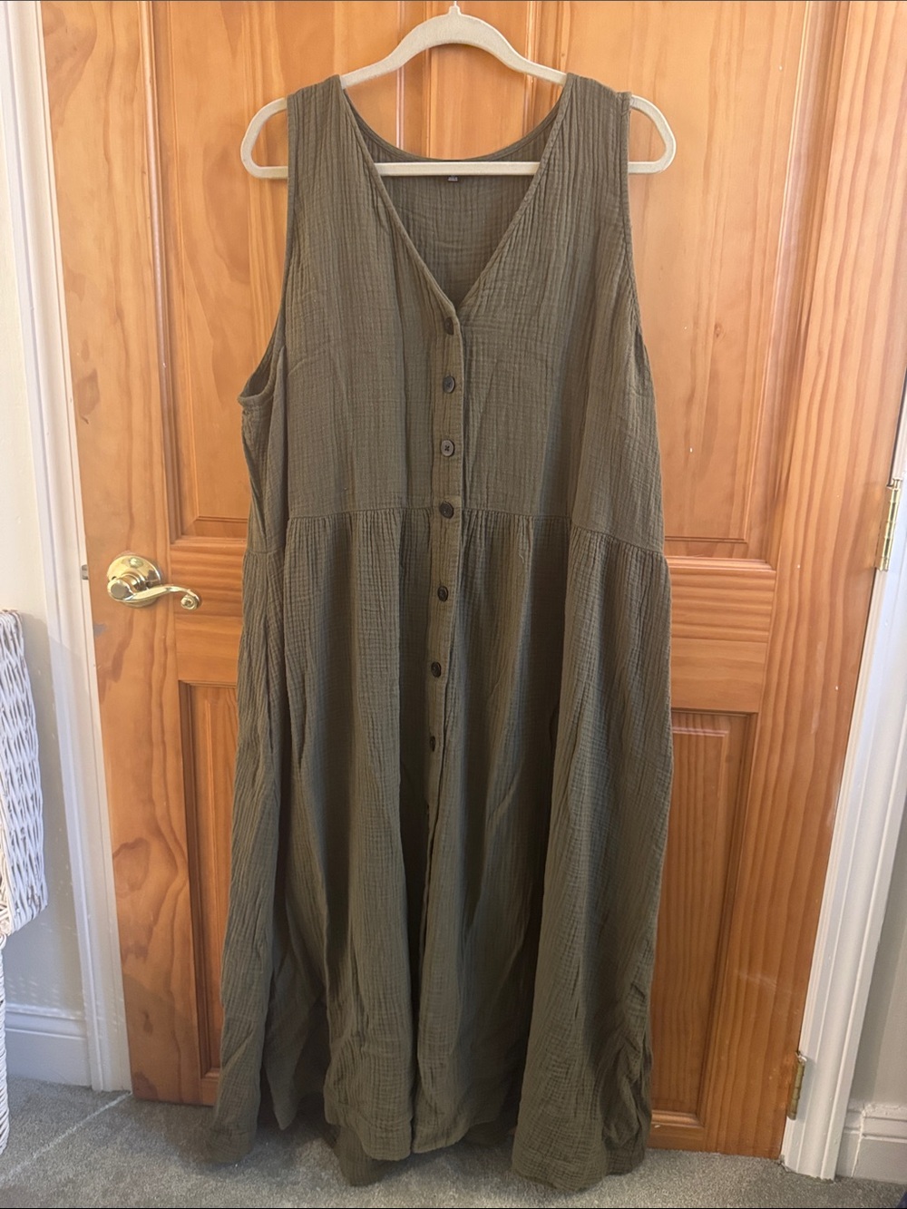 Madewell Olive Green Button-Front Maxi Dress